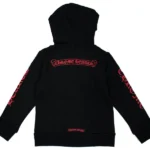 Chrome Hearts Kids Scroll Logo Hoodie Black/Red Back