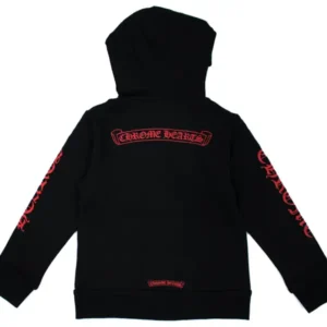 Chrome Hearts Kids Scroll Logo Hoodie Black/Red Back