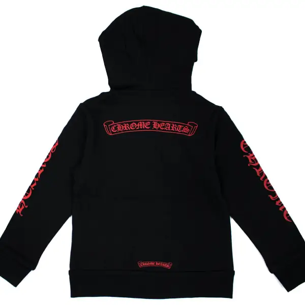 Chrome Hearts Kids Scroll Logo Hoodie Black/Red back Chrome Hearts Kids Scroll Logo Hoodie Black/Red Back