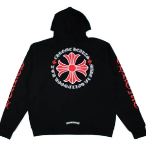 Chrome Hearts Made In Hollywood Plus Cross Zip Up Hoodie Black/Red