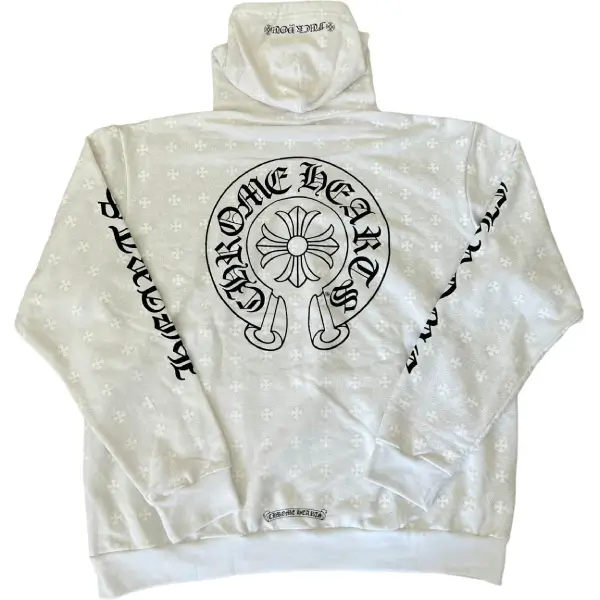 Chrome-Hearts-Plus-Cross-Horseshoe-Hoodie-White Chrome Hearts Plus Cross Horseshoe Hoodie White