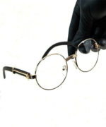 Chrome Hearts Woodgrain Gold Round Eyewear Glasses