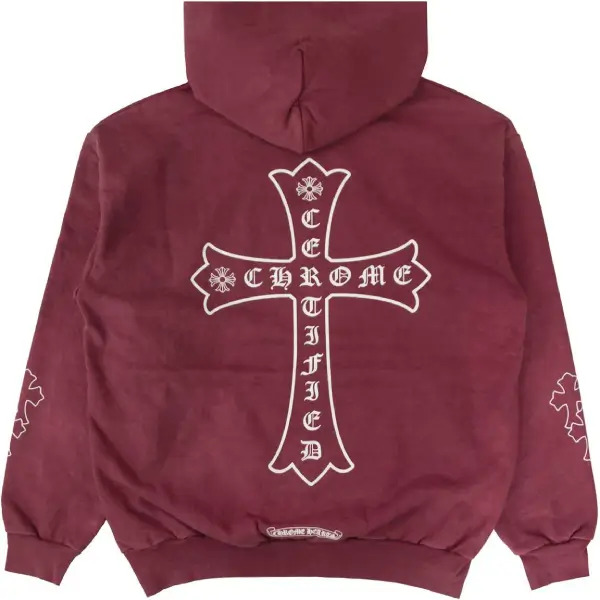 Chrome-Hearts-x-Drake-Certified-Chrome-Hand-Dyed-Hoodie-Washed-Red Chrome Hearts x Drake Certified Chrome Hand Dyed Hoodie Washed Red