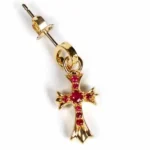 Chrome Hearts 22k Gold Baby Cross Charm Earrings