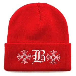 Chrome Hearts Bella Hadid Cross Embroidered Red Beanie