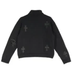 Chrome Hearts Black Patent Leather Cross Half Zip Sweatshirt