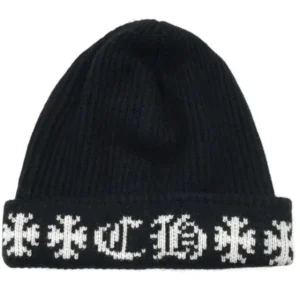 Chrome Hearts Cashmere CH Cross LOGO Black Beanie