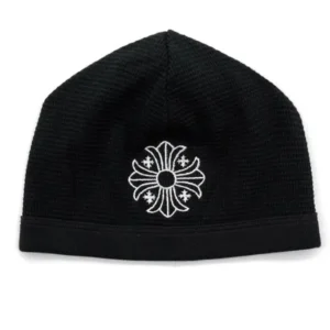 Chrome Hearts Cross Embroidered Waffle Thermal Black Beanie