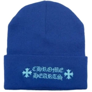 Chrome Hearts Embroidered Logo Blue Beanie