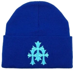 Chrome Hearts Embroidered Triple Crosses CH Script Beanie