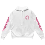 Chrome Hearts Pink Horseshoe Floral Sleeve Pullover Hoodie