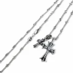 Chrome Hearts Small Cross and Babyfat Charm Necklace with Diamonds