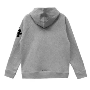 Chrome Hearts Triple Cross Leather Patch Grey Pullover Hoodie