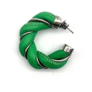 Bottega Veneta BV Braided Soft Leather And Silver Hoop Earrings