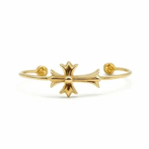 Chrome Hearts 22k Gold Tiny Cross Bangle Bracelet