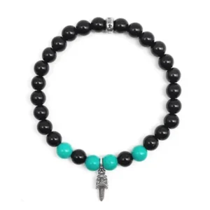 Chrome Hearts 6mm Black&Green Bead Dagger Bracelet
