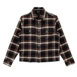 Chrome Hearts Black & Yellow Plaid Cropped Cargo Flannel Shirt