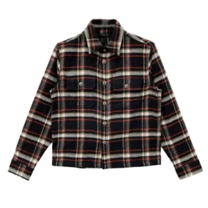 Chrome Hearts Black & Yellow Plaid Cropped Cargo Flannel Shirt