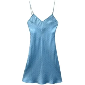 Chrome Hearts Blue Monogram Cross Silk Camisole Long Skirt