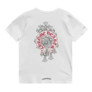Chrome Hearts Cemetery Cross Red Horseshoe Short Sleeve T-Shirt Tee