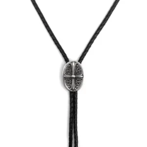 Chrome Hearts Cross Leather Bolo Tie Necklace