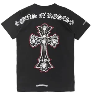 Chrome Hearts Gun N' Roses Black Cross Logo Short Sleeve Tee