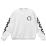 Chrome Hearts Horseshoe Floral Sleeves White Crewneck Sweatshirt