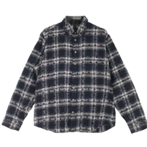 Chrome Hearts LOOSE END Blue Monogram Cross Flannel Shirt