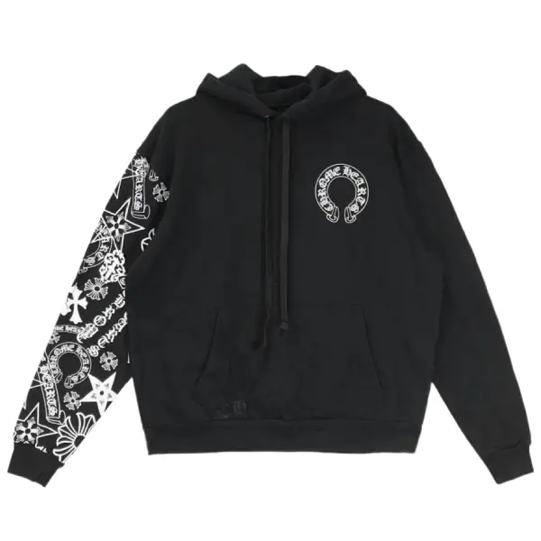 Chrome Hearts Multi Logo On Sleeve Horseshoe Logo Hoodie Chrome Hearts Multi Logo On Sleeve Horseshoe Logo Hoodie