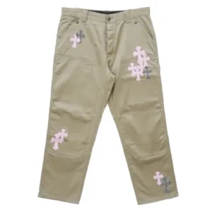Chrome Hearts Pink Cross Leather Patch Carpenter Pants