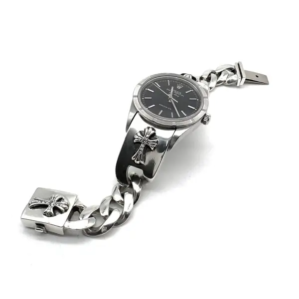 Chrome Hearts Rolex Air King Dial Silver Diamonds Babyfat Watch Strap Chrome Hearts Rolex Air King Dial Silver Diamonds Babyfat Watch Strap