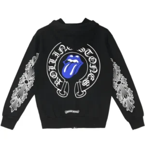 Chrome Hearts Rolling Stone Horseshoe Logo Zip Up Hoodie