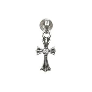 Chrome Hearts Silver Babyfat Single Diamond Earring Drop