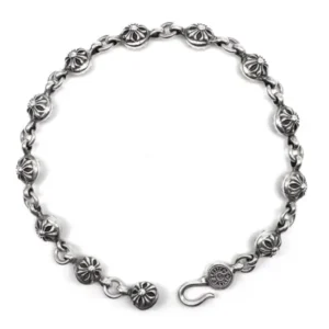 Chrome Hearts Silver Ball Cross Bracelet
