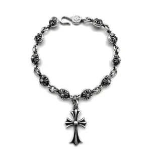 Chrome Hearts Silver Cross Ball Tiny E Bracelet