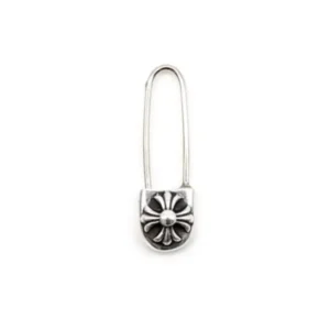 Chrome Hearts Silver Cross Safety Pin Earring