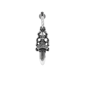 Chrome Hearts Silver Dagger Drop Earring Hoop