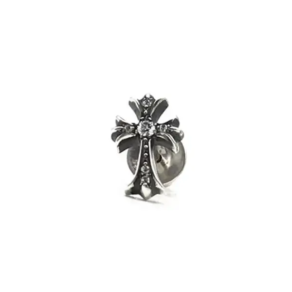 Chrome Hearts Silver Diamonds Cross Earring Stud Chrome Hearts Silver Diamonds Cross Earring Stud
