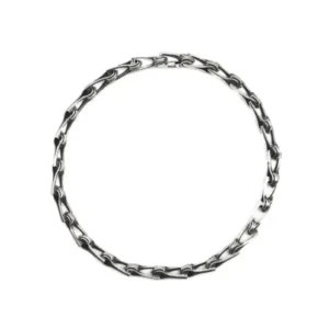 Chrome Hearts Silver Fishbone Cross Twist Chian Necklace