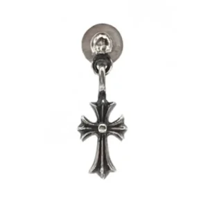 Chrome Hearts Silver Mini Cross Earring Drop