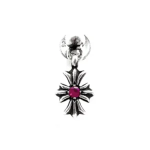 Chrome Hearts Silver Pink Saph Tiny E Plus Earring Drop