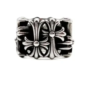 Chrome Hearts Silver Square Cross Cemetery Ring