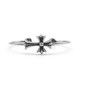 Chrome Hearts Silver Tiny Cross Bangle Bracelet