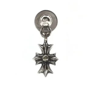 Chrome Hearts Silver Tiny E Cross Earring Drop