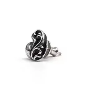 Chrome Hearts Silver Vine Heart Earring Stud