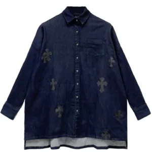 Chrome Hearts Soft Denim Cross Patch Blue Malhal Kita Shirt