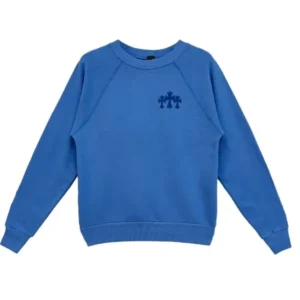 Chrome Hearts Triple Cross CH Letter Blue Sweatershirt