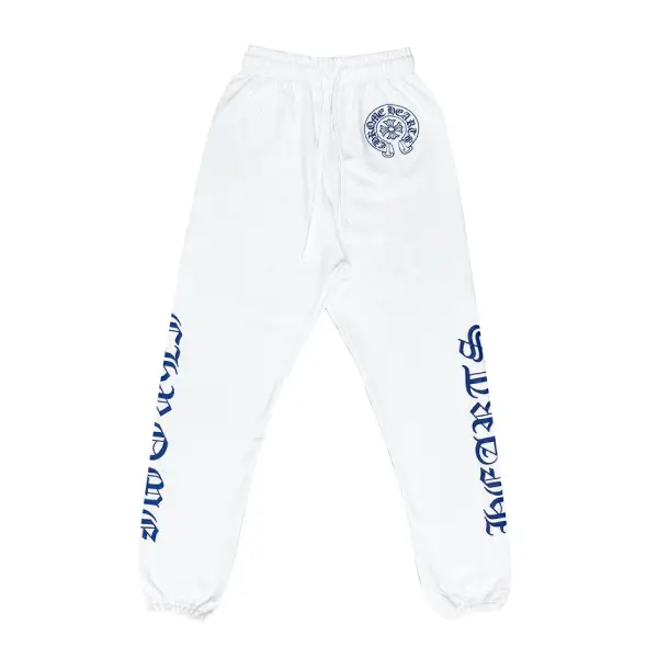 Chrome Hearts White Horseshoe Blue Script Sweatpants Chrome Hearts White Horseshoe Blue Script Sweatpants