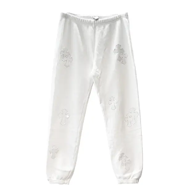 Chrome Hearts White Leather Cross Sweatpants Chrome Hearts White Leather Cross Sweatpants