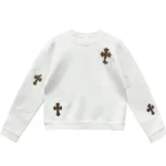 Chrome Hearts White&Leopard Cross Patch Crewneck Sweatshirt